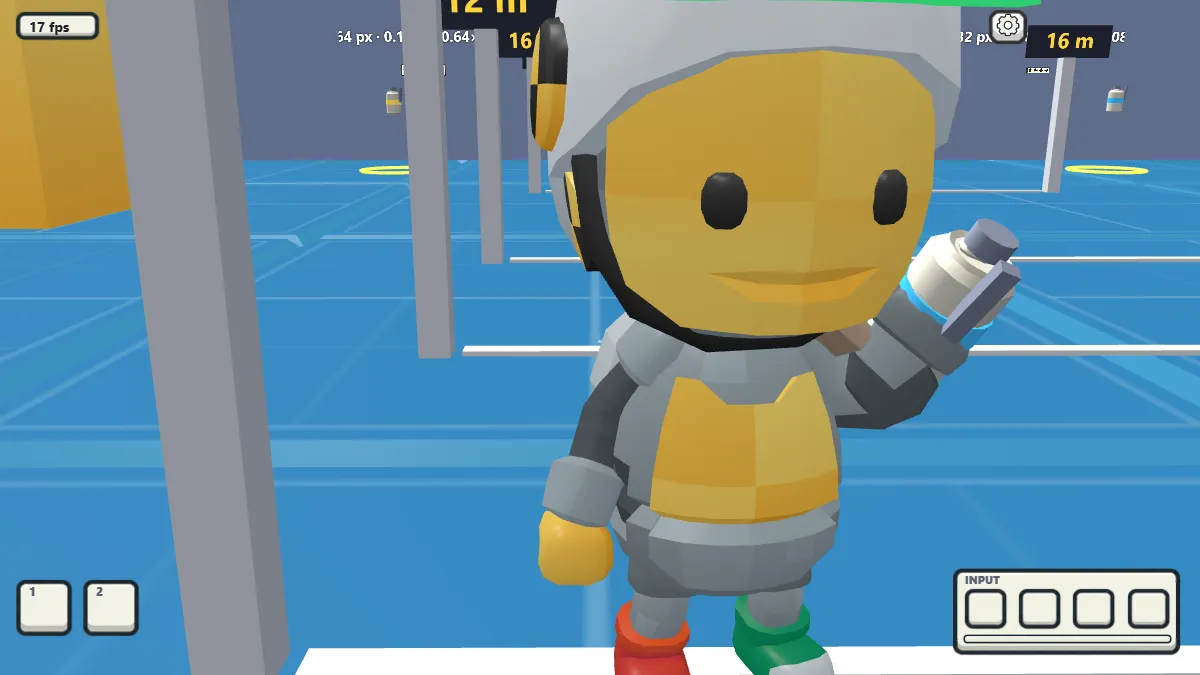 Close-up of a player character holding a smoke grenade